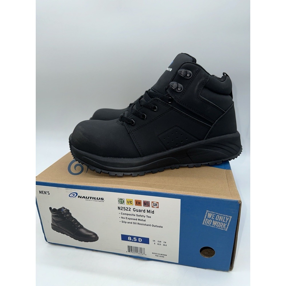 Tried On Nautilus Black Safety/Work Boots, N2522 Guard Mid, Men's Size 8.5D